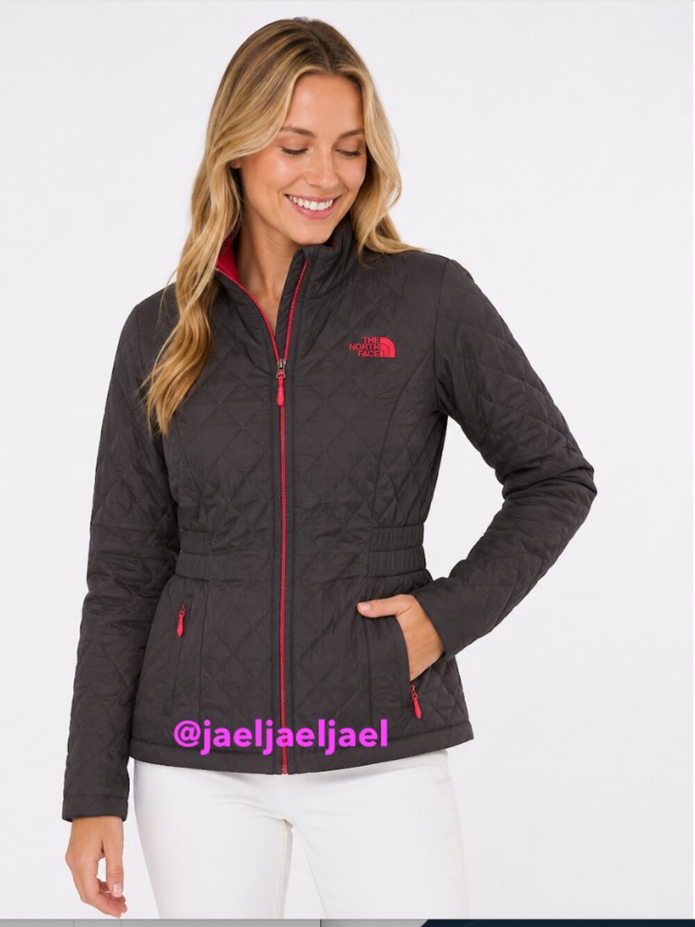 The North Face Vintage Women's ThermoBall Quilted Jacket in gray with pink XS